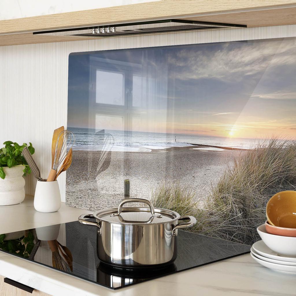 Kitchen Multifunctional Decorative Glass Board Sun and Dunes 80x52 cm