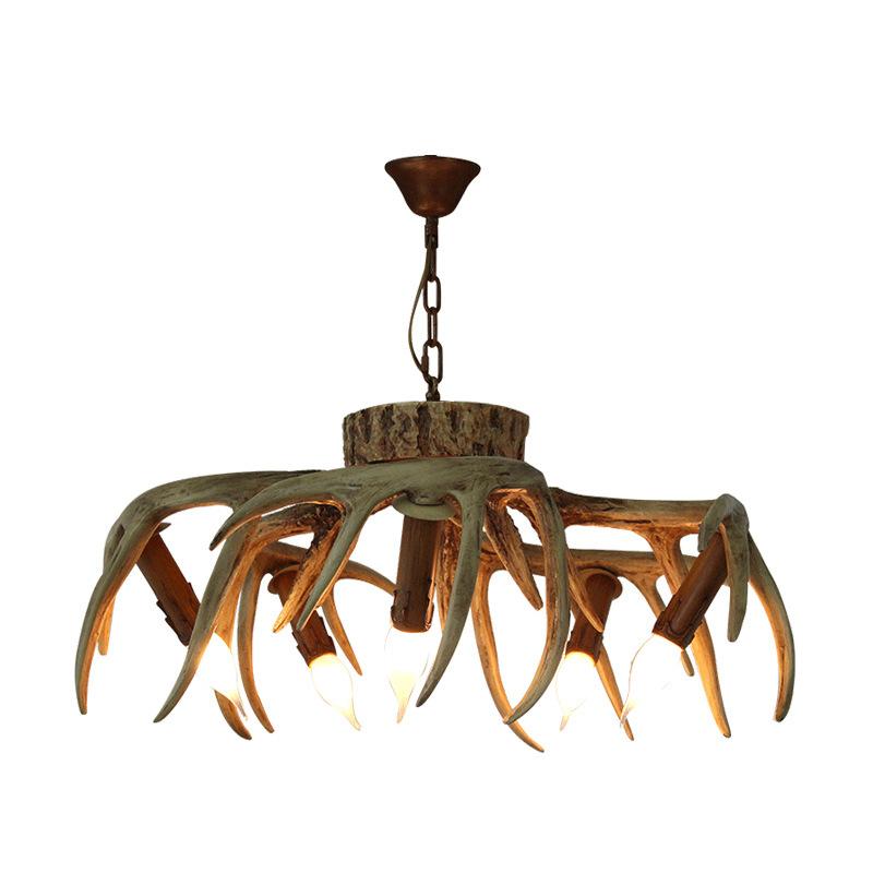 Люстра из рога оленя Ретро Гостиная Столовая Спальня Кабинет Потолочный светильник