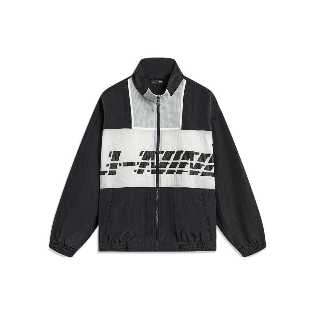 Li-Ning Sports Trend Series Contrast Letter Print Loose Jacket Men Jacket Black AJDT405-1