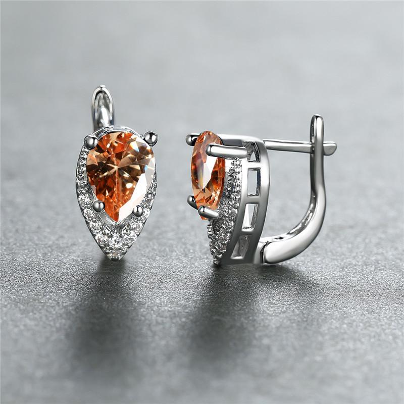 2022 New Geometric Teardrop Cut Green Stone Earrings Temperament Long Drop Trendy Female Earrings