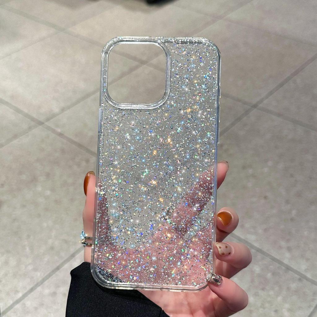 Большие Блестящие Хлопья Чехол для Телефона для iPhone 11/14/15/17 Pro Max - Милый и Простой Дизайн