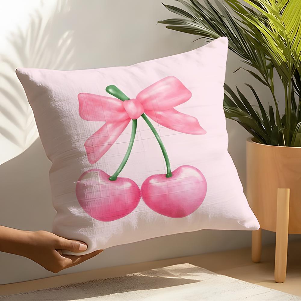 Pink bow cherry Pillow Case Home Living Room Decoration Linen Pillow Cases Cushion Cover
