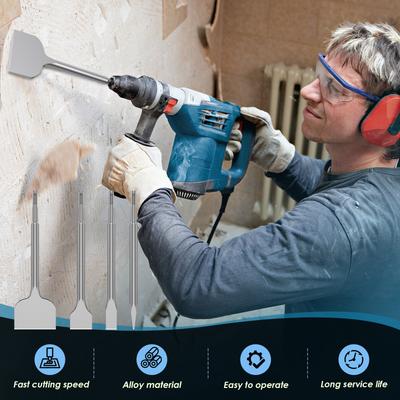 Набор стамесок 4 шт. Хвостовик SDS Plus Сверло для электрического молотка Остроконечная Пазовая Плоская стамеска Каменщик Инструменты для бетона Кирпичная стена Камень