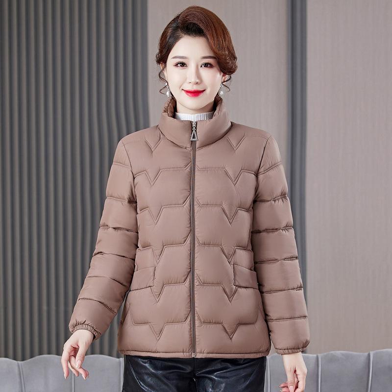 Middle-aged and Elderly Women's Casual Winter Slim Thin Down Cotton-padded Jacket Coat