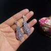 Micro Pave Cubic Zirconia Leaf Pendant Earrings Silver Needle White Feather Earring Water Drop Dangle Jewelry Fashion Eardrop