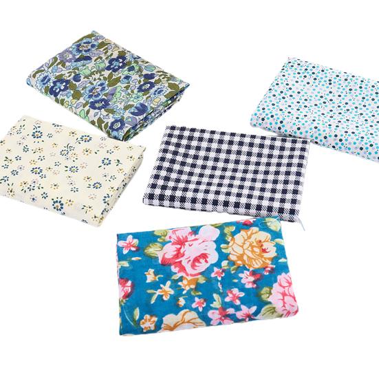 5Pcs/Set Patchwork Cloth Fadeless Abrasion-resistant Breathable Cuttable Washable Floral Printed Twill Needlework Cloth for Sewing Shop