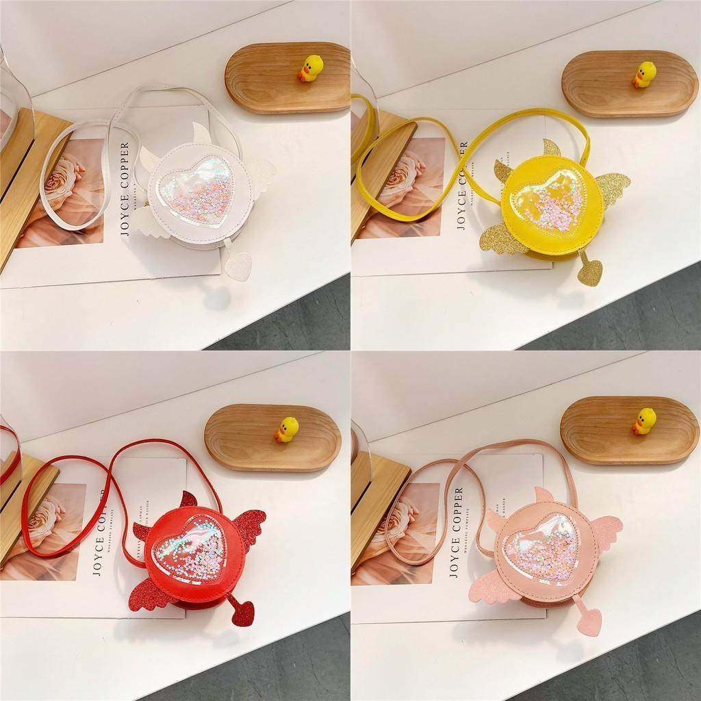 Adorable Pu Leather Kids Shoulder Bag With Glitter Wings Perfect For Toddlers
