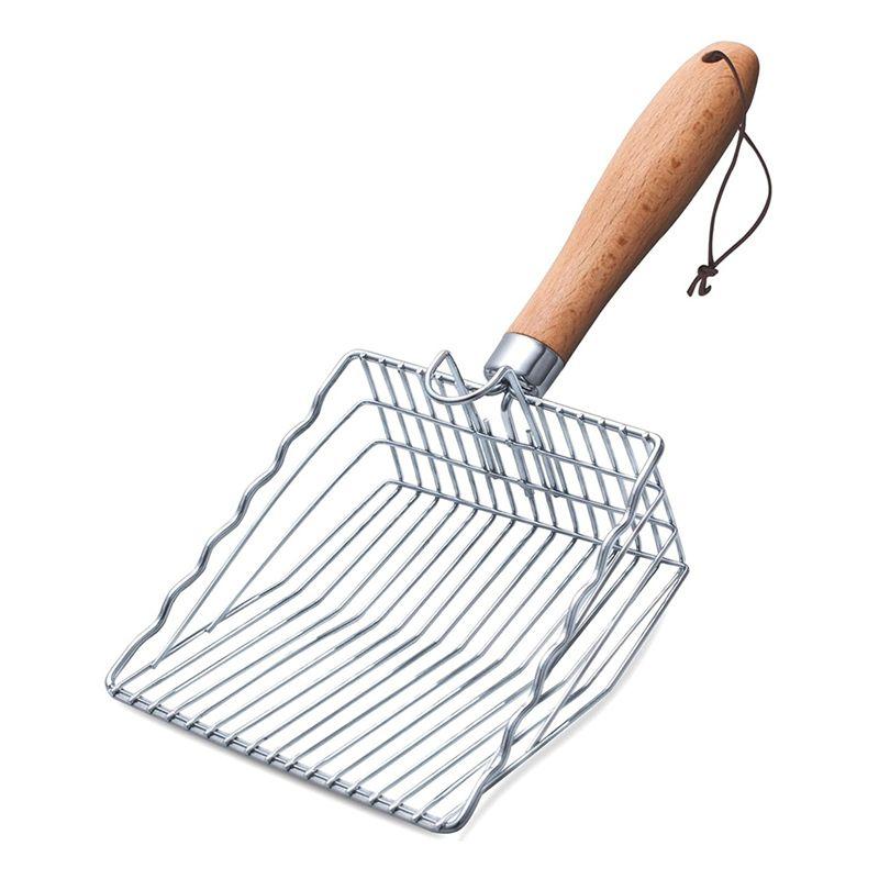 Practical-Cat Litter Scoop, Kitty Metal Scoop With Hook And Hole, Stainless Steel Kitten Poop Lifter For Litter Box