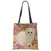 Cute Cat Flower Painting Print Womens Designer Tote Bags Women Handbag Large Shopping Bag Foldable For Groceries CLE