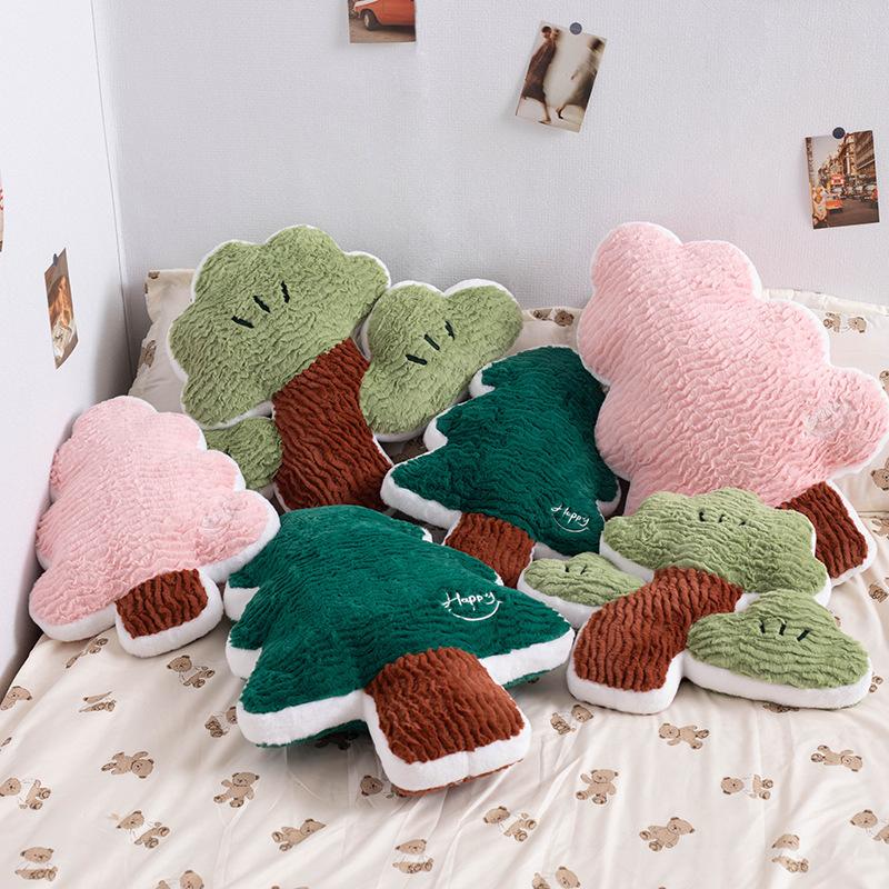 New Chinese Style Relaxing Tree Plush Pillow Fir Doll Bedroom Sofa Bedside Soft Cushion Office Lunch Break Pillow