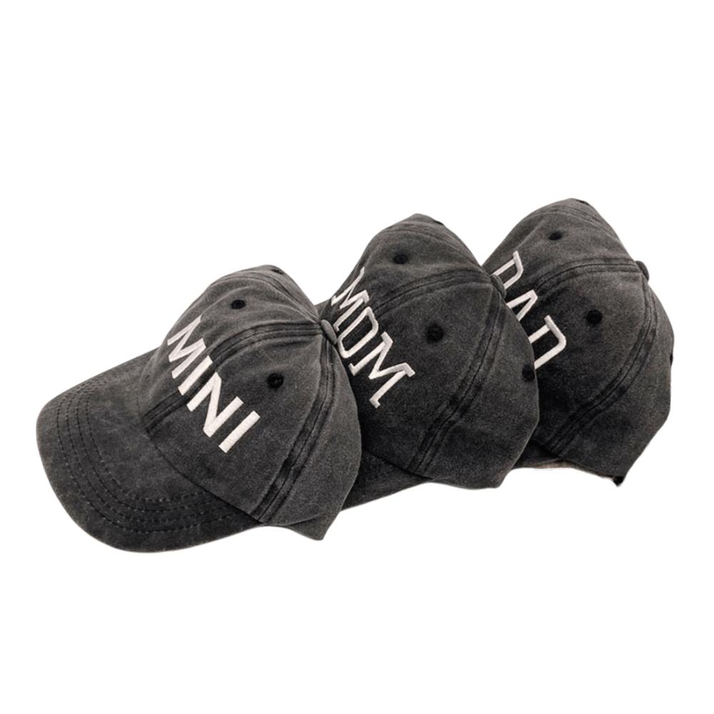 Vintage Parent-child Baseball Hats Washed Cotton Baseball Cap DAD MOM MINI Embroidery Caps