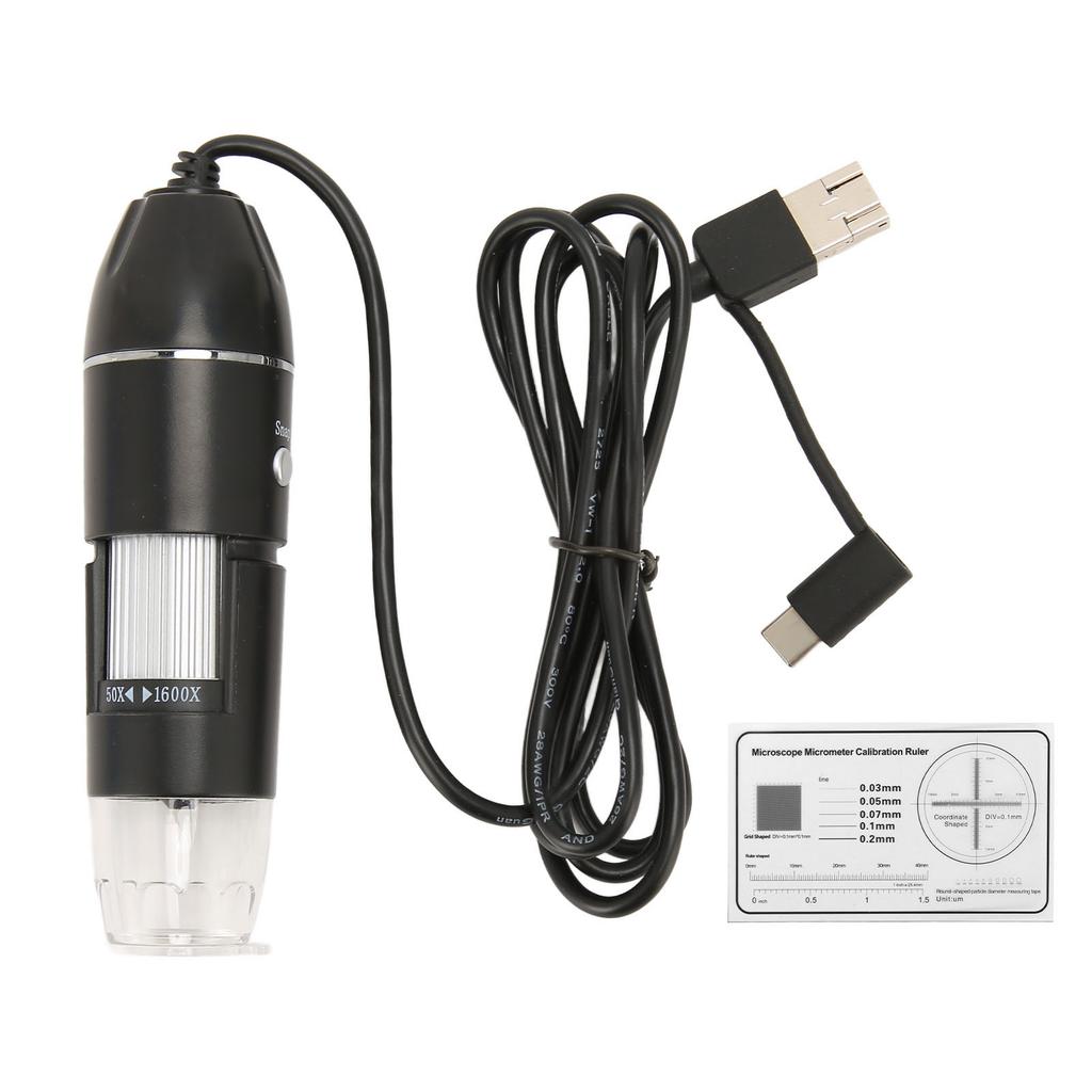 Цифровой микроскоп USB Type C Micro USB 3 в 1 Увеличение от 50X до 1600X 8 светодиодов Увеличительная камера