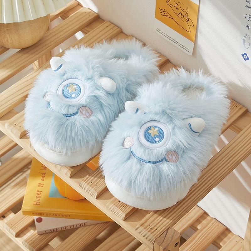 Милые зимние пушистые тапочки для женщин, домашние нескользящие домашние тапочки, теплая зимняя домашняя обувь