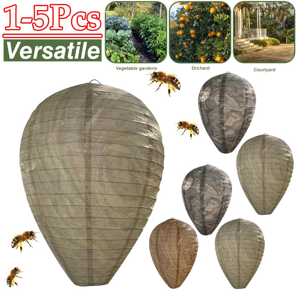 1-5Pcs Wasp Nest Decoy Hornet Deterrents Waterproof Non-Toxic Fake Nest Bee Decoy Beehive Lanterns Patio Garden Repellent Trap