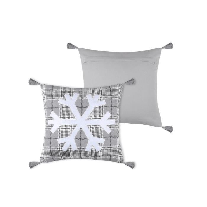 Coussin - Vaujany - Etoile de neige - 40 x 40 cm - 100% coton - Déhoussable