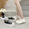 Thick-soled Heightening Canvas Shoes, Female Students' Versatile Little White Shoes 2025 New Ins Korean Version of Trendy Bag Head Casual Shoes