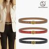 Women'S Cowhide Belt Jeans Thin Belt Decorative Suit With Dress Waist Smooth Buckle Belt Women