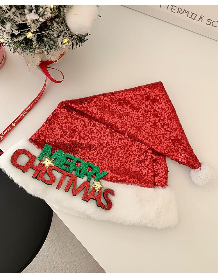 Women's Red Sequin Christmas Hat with Plush Antlers - 2023 Holiday Photo Headband