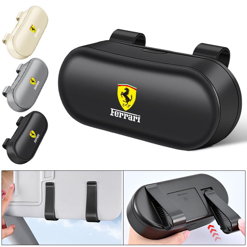Car Glasses Storage Case Sunglasses Box Sun Visor Eyeglasses Clip For Ferrari Roma 488 Portofino Spider SF90 Superfast LaFerrari JQ2