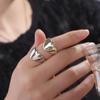 Jewelry Accessories Geometric Open Ring Geometric Wide Finger Buckle Retro Metal Heart Ring  Couple
