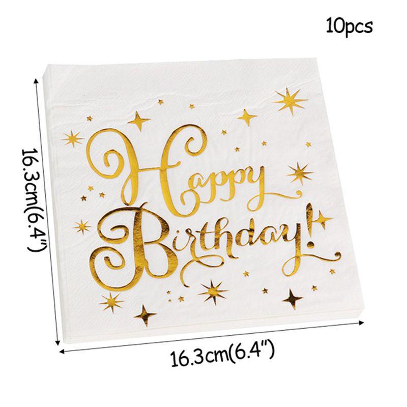 Cheerful Gold Polka Dot Stamping Happy Birthday Party Decor Supplies Disposable Tableware Collection