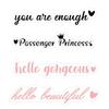 3Pc/Sheet  Transparent Passenger Princess Hello Beautiful Hello Gorgeous Rearview Mirror Decal Car Ornament Car Mirror Sticker