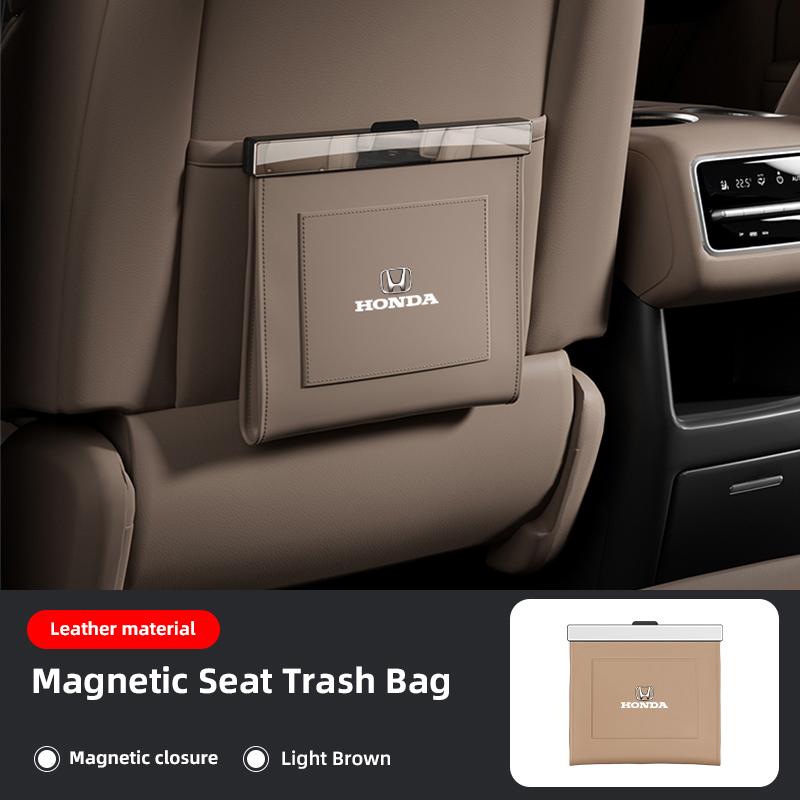 rlbn5 Car Leather Garbage Bag Magnetic Adsorption Seat Back Hanging Storage Bag For Honda Civic FIT CRV Accord Jazz HRV Vezel CRZ CRX