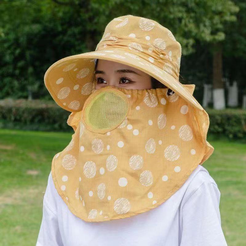 Sun hat sun protection fashionable versatile face protection UV protection sun hat cover the whole face tea hat new