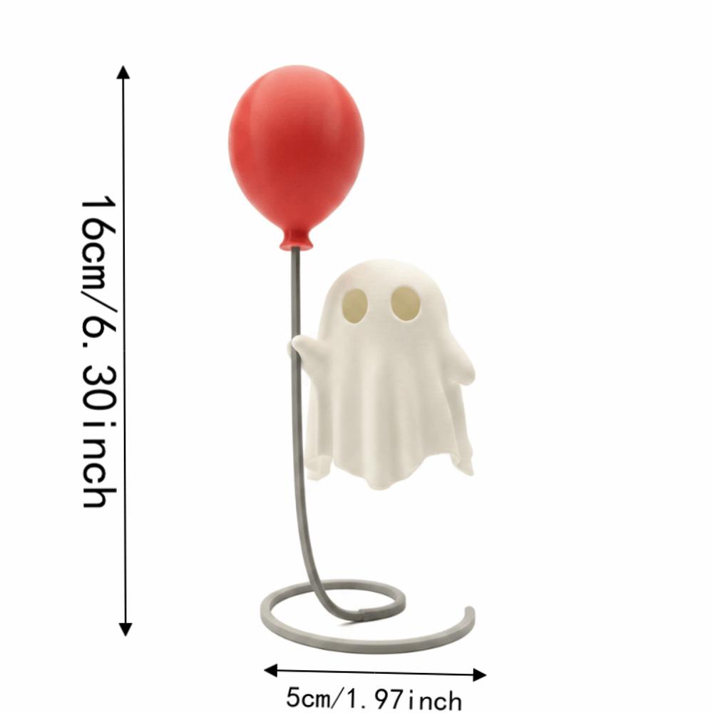 Spiral Base Halloween Ghost Figure Resin Material Miniature Balloon Ornament Nightstand Companion