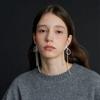 1Pairs Hollow Out Long Drop Earrings Bowknot Ear Stud Elegant Tassel Earrings