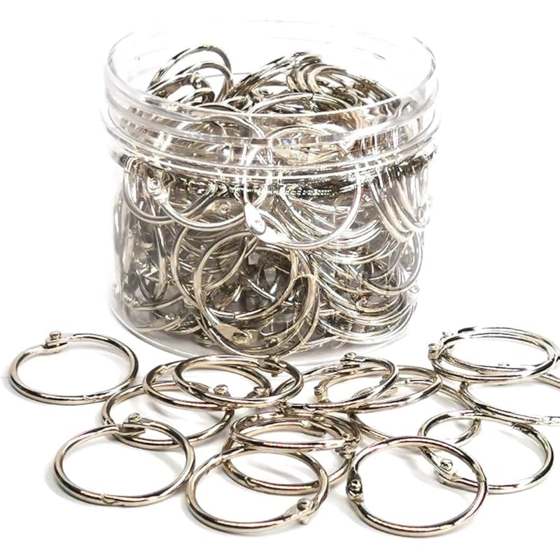 Accuprints 1 Inch(32 Mm) 50 Pack Loose Leaf Binder Rings, Nickel Plated Steel Binder Rings, Keychain Key Rings, Metal Ri