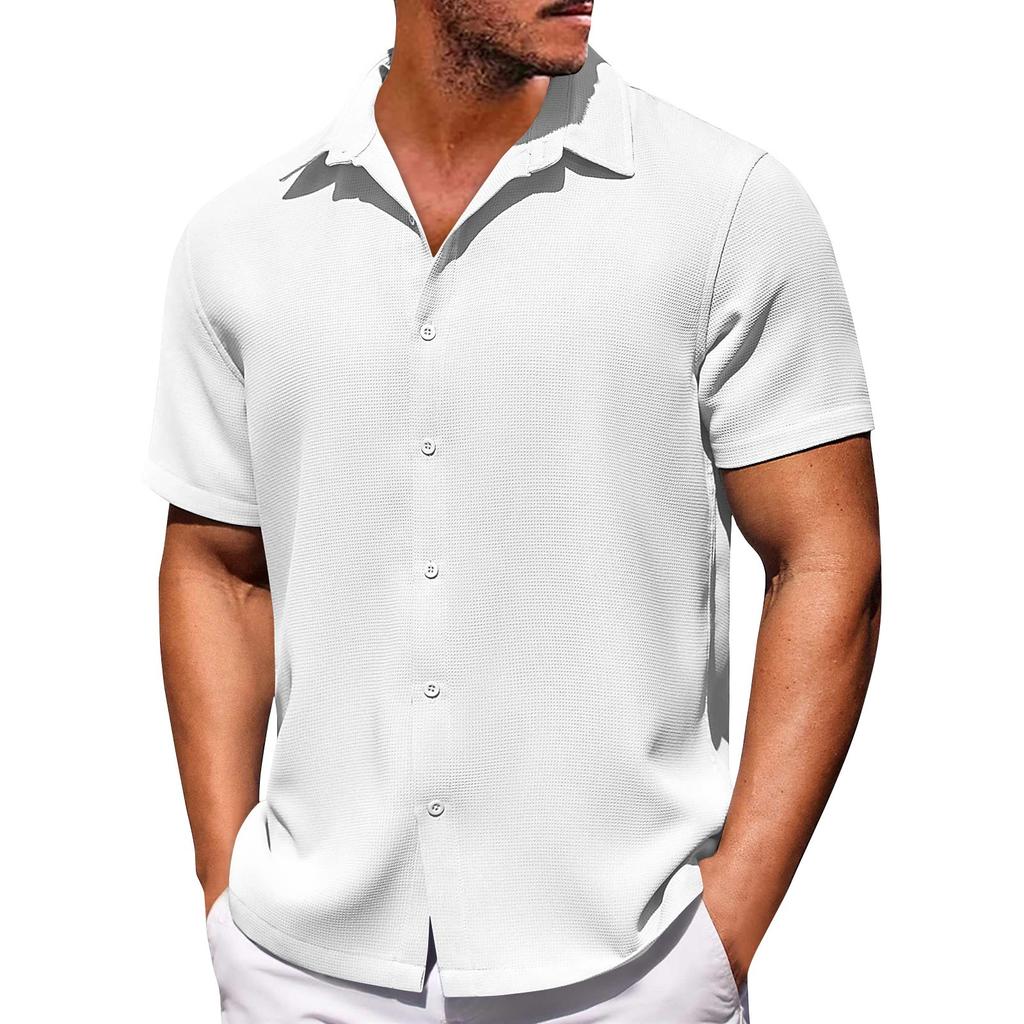 Мужские однотонные рубашки с короткими рукавами на пуговицах. Мужские повседневные модные рубашки с короткими рукавами.