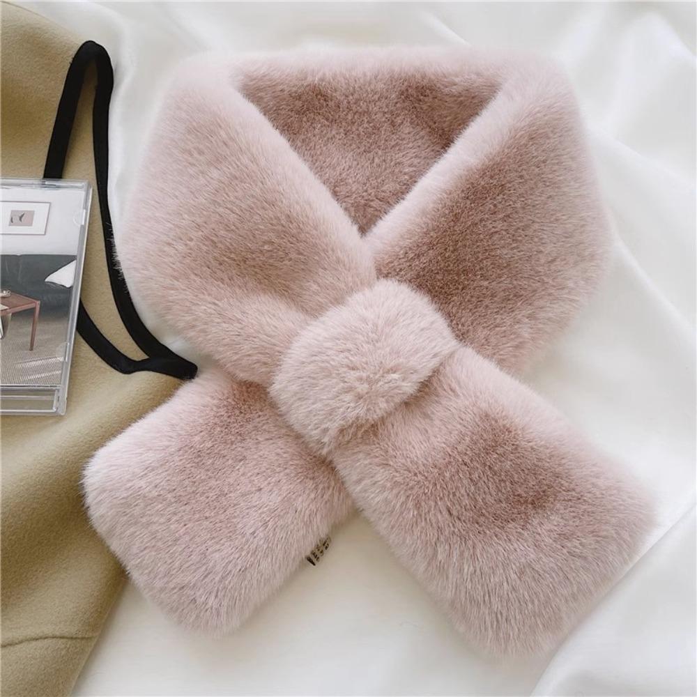 Windproof Plush Scarf Thick Neck Shawl Fashion Cross Neck Scarf Gift