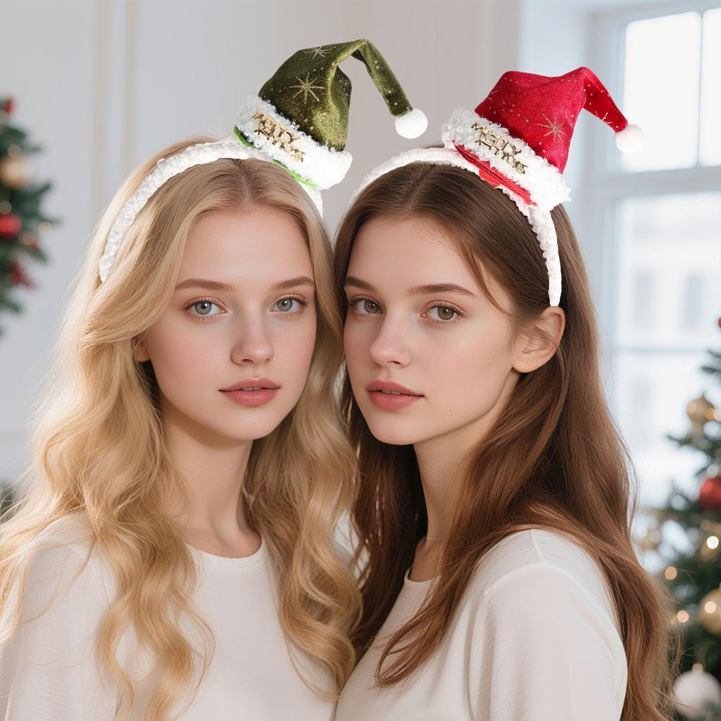 Cute Christmas Headband Xmas Hat Hairband Hair Clips Mini Hat Hair Barrettes Duckbill Clips Children New Year Party Decor Props