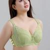 Ultra-thin Sexy Quick-drying Plus-size Bra with Exquisite Transparent Lace Trim and Widened Side Wings for Breast Control
