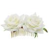 Festival Bridesmaid Hair Jewelry Red Rose Hairpin Bridal Flower Hair Comb Wedding Accessories