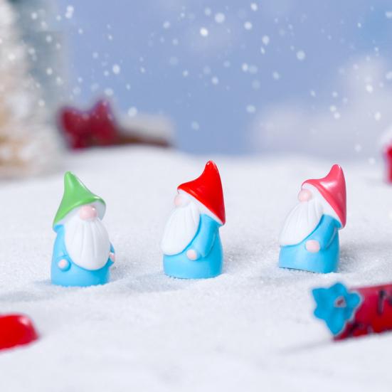 30 шт. Мини Рождественская шляпа Фигурка гнома Крошечный безликий гном Смола Статуэтка Миниатюрная красочная шляпа Эльф Украшение Фея Сад Украшение