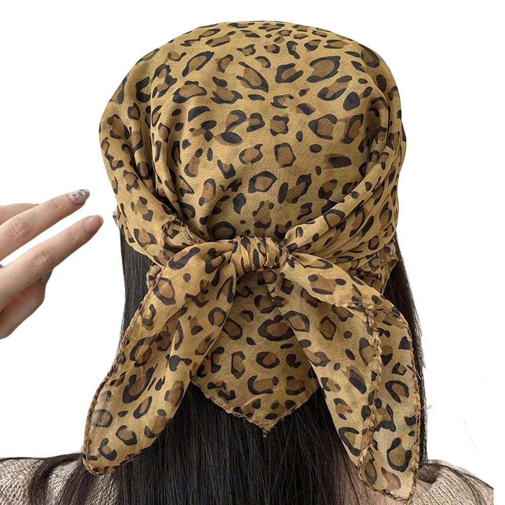 Leopard Print Small Headscarf Fashionable Accessory for Women Soft and Breathable Polyester Scarf Soft Neck Scarf