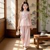 Летний комплект Hanfu для девочек: топ без рукавов и широкие брюки