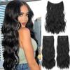 Натуральные черные длинные волнистые наращивание волос Синтетическое волокно Женская мода Невидимые зажимы Женская повседневная одежда Шиньон