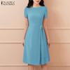Women Casual Round Neck Summer Short Sleeve Dress