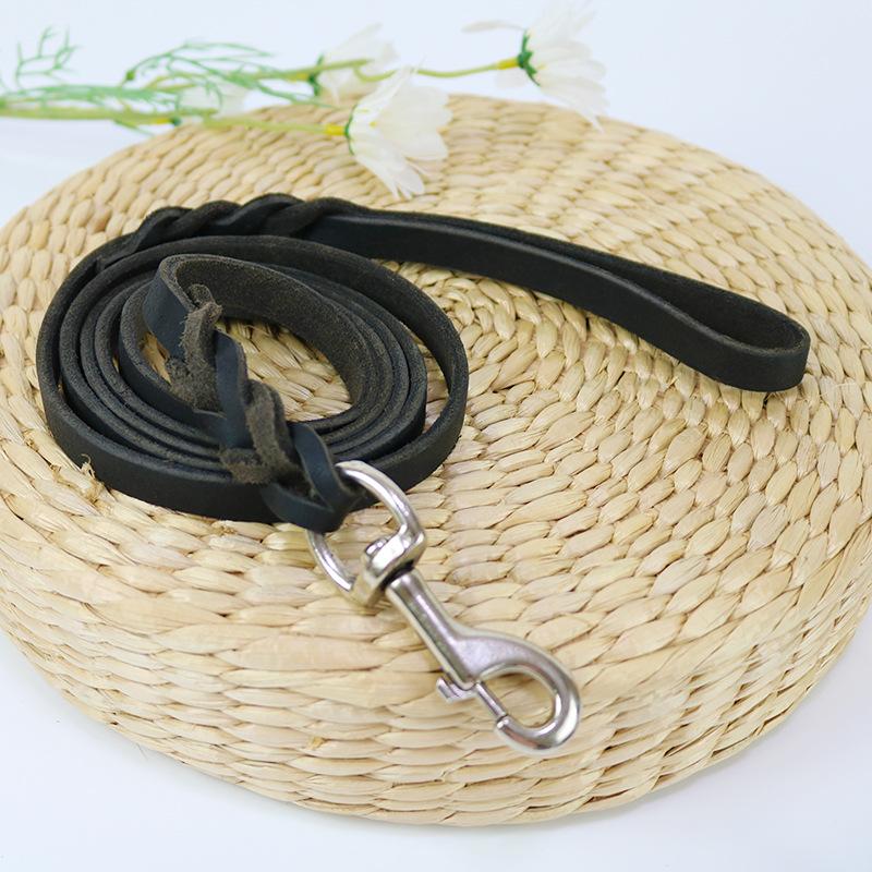 1.2-2.1m Genuine Leather Dogs Leash with Hook Pet Walking Training Brown Black Colors for Medium Large Pet Shepherd Greyhound