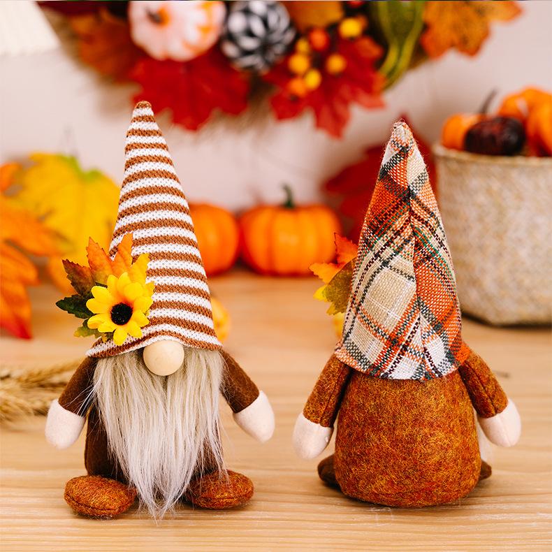 1 Piece of Thanksgiving Decoration Bedroom No Face Doll Goblin Harvest Festival Sunflower Maple Leaf Rudolf Dwarf Wall Decor