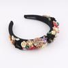 Handmade Sponge Dried Flower Headband Rhinestone Flower Hair Band  For Women Girl