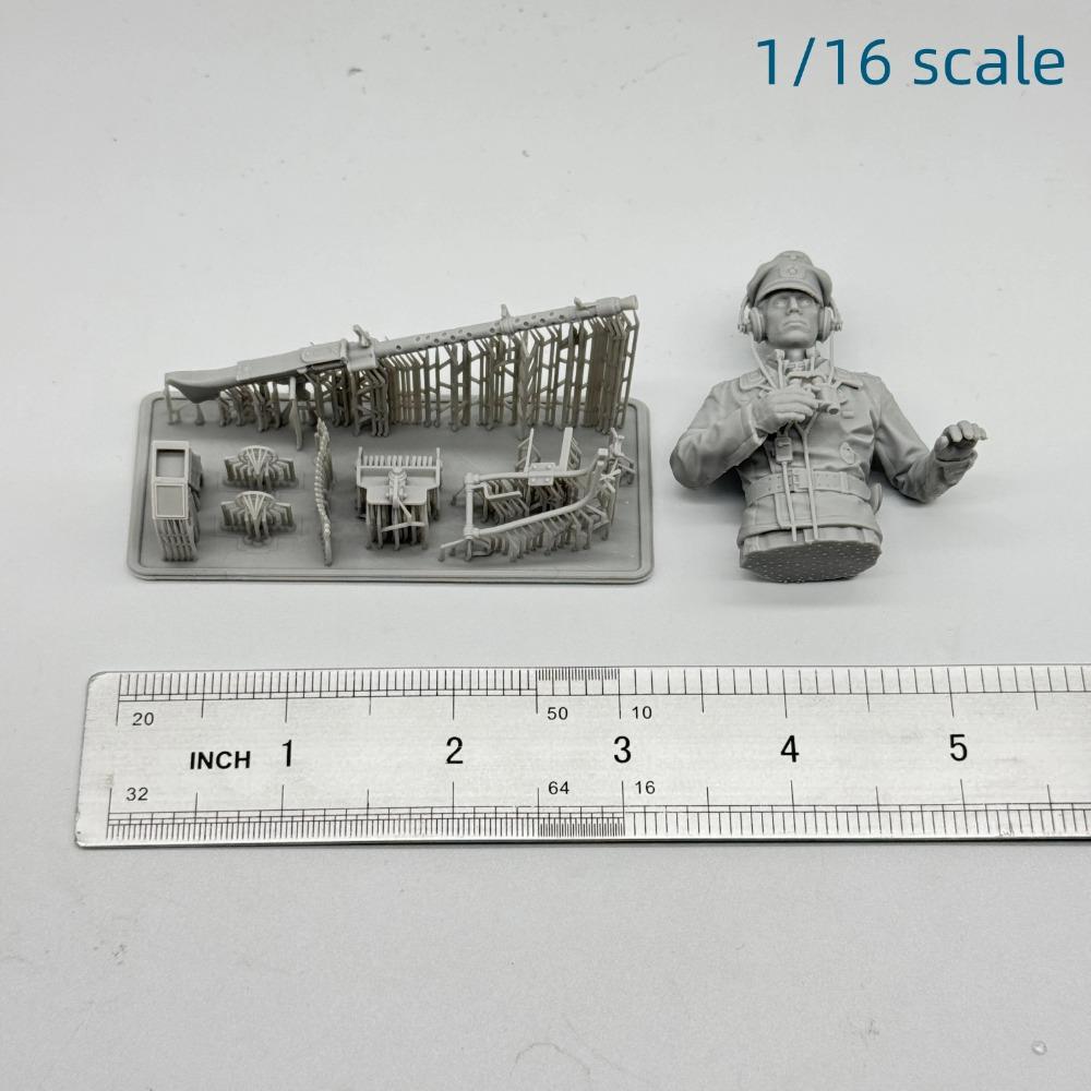1/16 1/35 Scale MG 34 Air-Cooled General-Purpose Machine Gun + Tank Officer Bust Kit Resin Model Miniature Military
