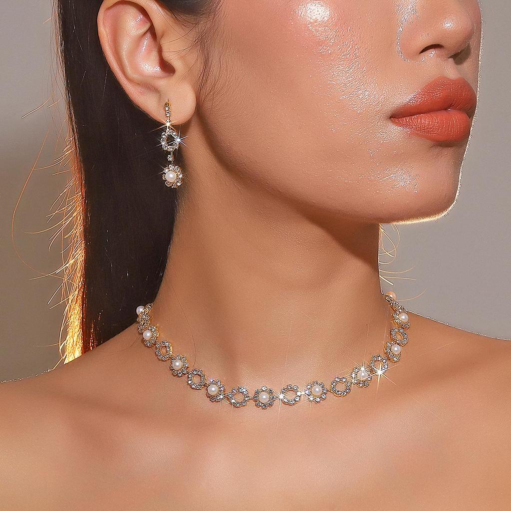 Роскошный комплект из ожерелья и серег со стразами - Свадебные аксессуары для ювелирных изделий высокого класса