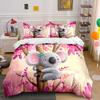 Cute Koala on Tree with Pink Bedding Duvet Cover Set  (1*Duvet Cover 2*Pillowcases, without duvet insert)