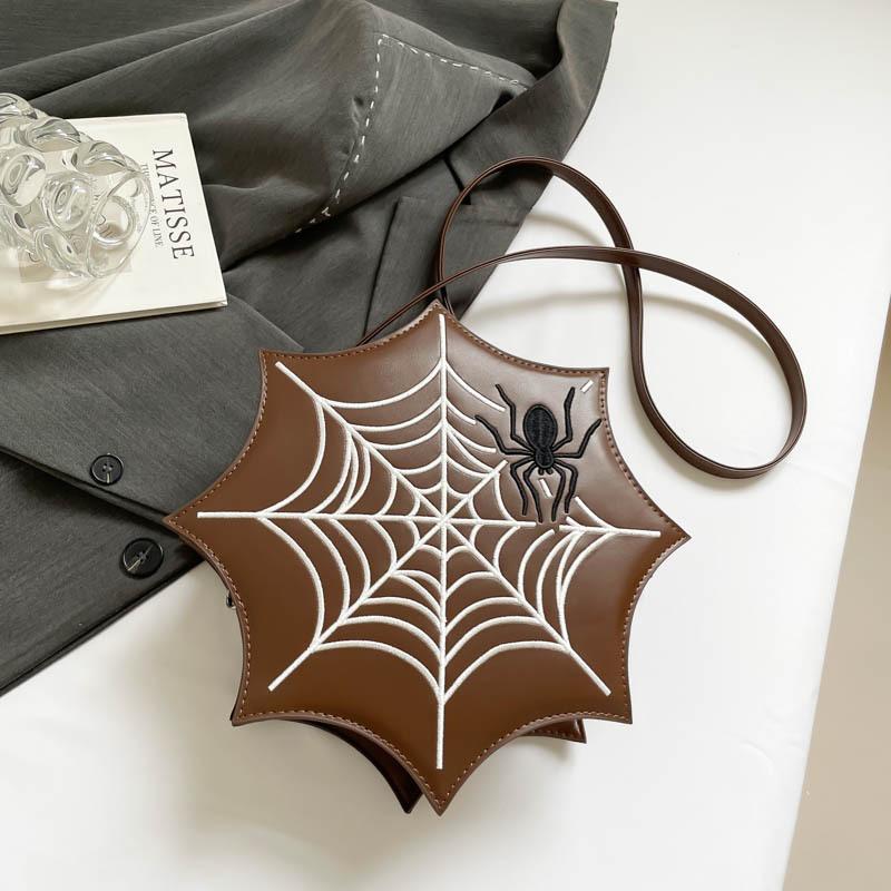 Embroidered Fabric Pasted with Embroidered Stamps, Spider Web Women's Bag, Single-shoulder Crossbody Bag