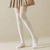 Женские чулки из хлопка, трикотажные, однотонные, длинные, высокие чулки, JK Girls Lolita Cute, высокие носки, высокие носки
