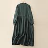 2025 Spring and Autumn New Linen Long-sleeved Dress Full Open Jacket Skirt Loose Literary Women